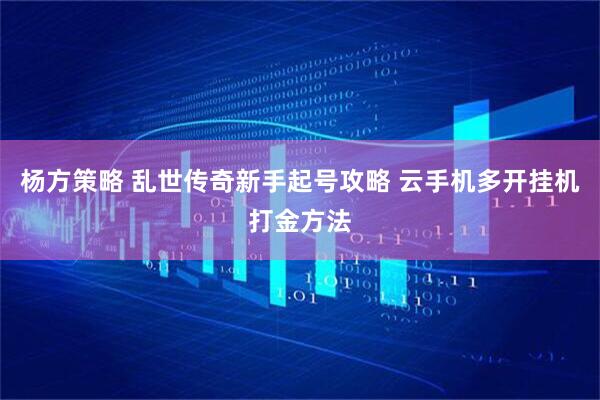 杨方策略 乱世传奇新手起号攻略 云手机多开挂机打金方法