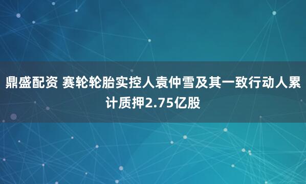 鼎盛配资 赛轮轮胎实控人袁仲雪及其一致行动人累计质押2.75亿股